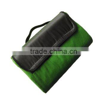 Blue Fleece Nylon Polyester With Handle Travel Waterproof Foldable Blanket photo-2