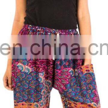 Colourful Peacock - Aladdin Drawstring Trousers Hippie Festival Boho Trouser Pants photo-4