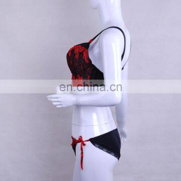 2015 Classical Full Cup Sexy Mature Women Red Lace Slip Embroidered Bra photo-4