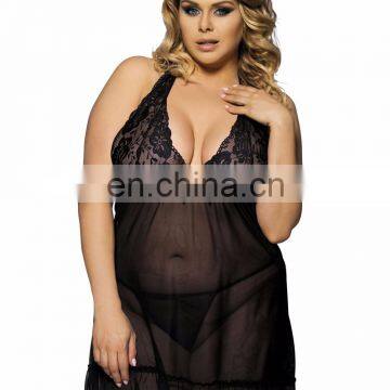 2017 New Hot Fat Women Plus Size Sexy Black Nighty photo-4