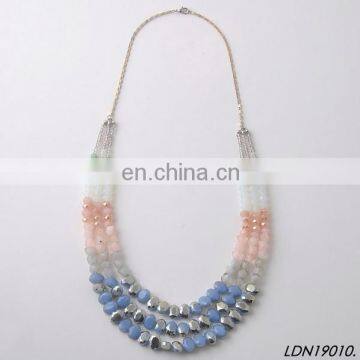 Three layers crystal bead colorful necklace
