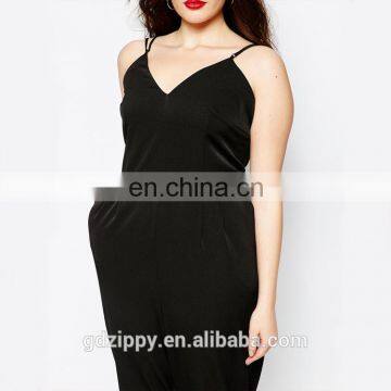 Wholesale New Design Women Strappy Plunge Front Black Jumpsuit In Plus Size photo-3