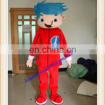 adult size blue hair boy mascot for sale