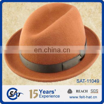 2015 custome wool felt crushable homburg hat for wholesale