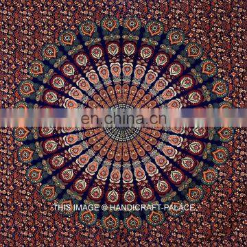 Indian New Mandala Duvet Doona Cover With Bed Sheet & Pillows Blue & Multi - Color Queen Size 4 PC Set photo-3