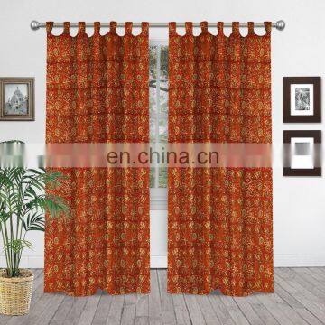 Cotton Hand Block Printed Multicolor Window Door Curtains Home Decor Tapestry Curtains