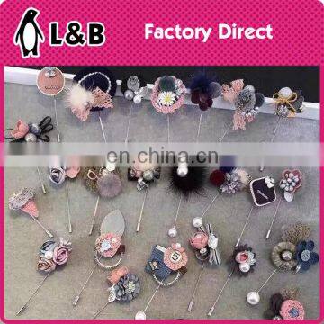 China fashion flower brooches safety pin brooch