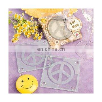 Peace Sign Design Glass Coaster Set Favors