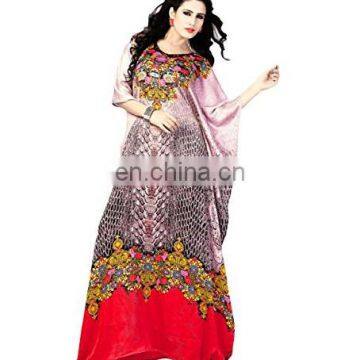 Fabulous Print Satin Silk Kurta Designer Long Stylish Kaftan (kaftan dress)