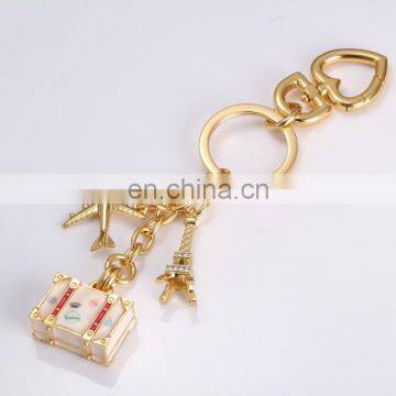 Fashion Eiffel Tower Keychain With Box France Paris LADUREE Effiel Tower Luggage Plane Keychain