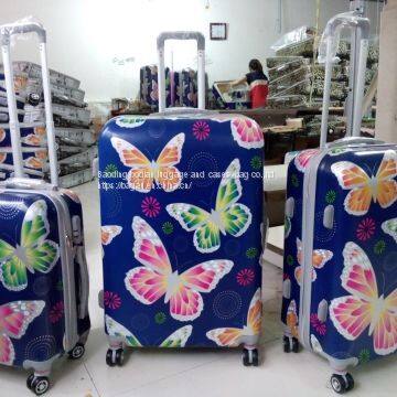 High Quality Butterfly Design PC Luggage Set 3pcs Travel Bag Aluminum Trolley Travel Case photo-4