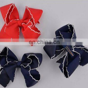 5 inch moonstich grosgrain hair bow with clip