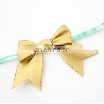 pre tied gold satin packing bow for gifts