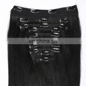 100 brazilian human hair silky straight black clip in hair extensions