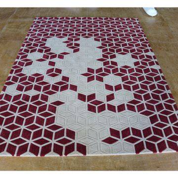 2018 Stereoscopic Cut Pile Carpet Red Geometric Pattern Rugs For Living Room photo-2
