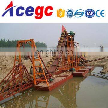 Hot selling mini bucket river lake sand/gold chain wheel dredge boat for sale