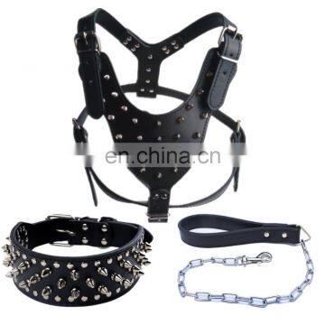 Cool Rivet 3 Pieces A Set Pet Collar Leash Training Dog Rope Pet Neck Chain Pet Supplies photo-2