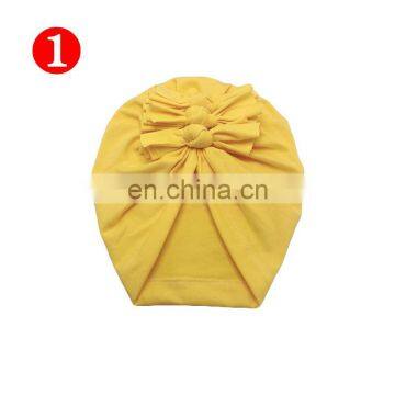 INS Fashion Baby Girls Turban Hat Triple Bows Headwrap Soft Cotton Bowknot Baby Turban With Three Knot Bows photo-5