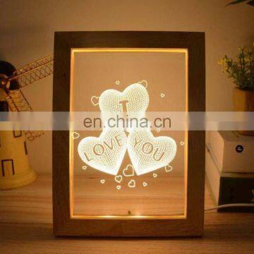 Creative Illusion LED 3D Acrylic Wood photo Frame Night Light