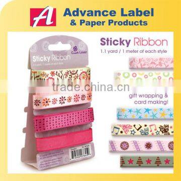 Polyester Organza Self adhesive For Scrapbook DIY Craft Gift Printed Wedding sticky ribbon set