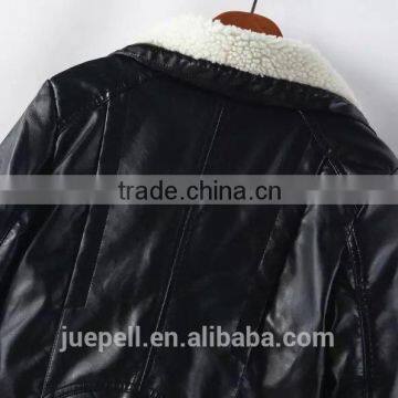 Jacket Wholesale 2015 Fashion Women Zippered Faux Leather Jacket photo-3