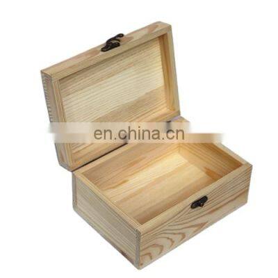 Rectangular wooden gift box with hinged lids