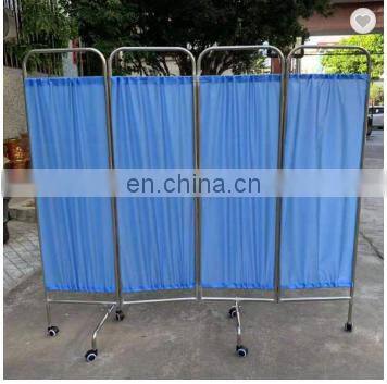 High Quality Portable 4 Folding Stainless Steel Frame 3-part Waterproof Movable Hospital Medical Ward Screen photo-4