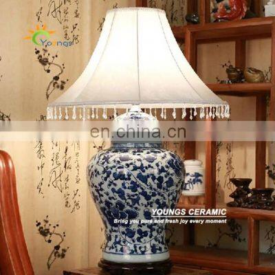 antique blue and white ceramic porcelain table lamp for hotel made in jingdezhen