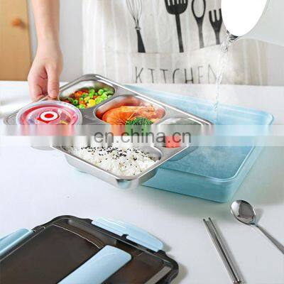 Portable Stainless Steel Double 5 Compartment Customised Air Tight Food Office Cordless Lunch Box photo-2