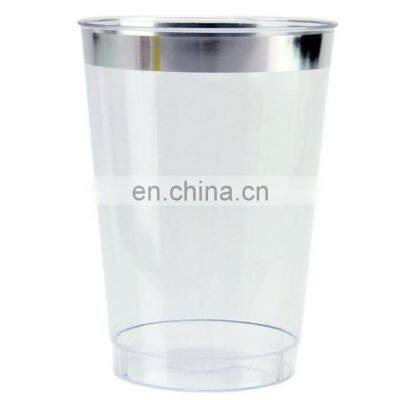 Gold Silver Rimmed Clear Hard Plastic Cup, Fancy Disposable Plastic Party Wedding Tumbler Cups photo-5