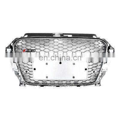 Hot sale RS3 silver car front grille for Audi A3 8V front bumper S3 facelift mesh grill 2013 2014 2015