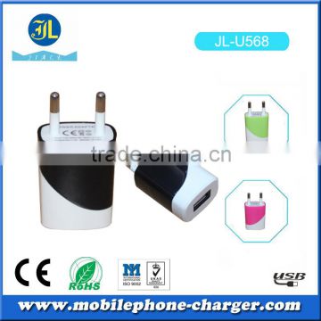 Multiple fashionable color match mobile phone battery charger eu plug