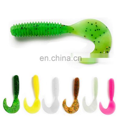 JOHNCOO Wholesale Fishing Lure Soft Plastic Single Twister Tail Lure Artificial Soft Bait