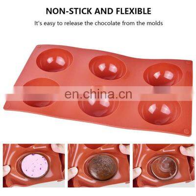 6 Holes Sphere Silicone Bomb Half Circle Baking Mold For Chocolate Cake Jelly Pudding Handmade Soap Round Shape Silicone Mold