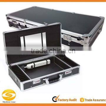 Black aluminum Locking flight storage case, tool storage carrying case,flight case with mirror