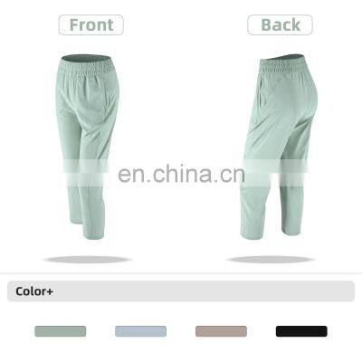 Elastic High Waist Peach Hip Lift Fitness Sweatpants Women Jogging Trouser With Side Pocket photo-3