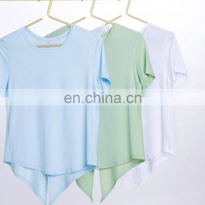 Spring New Cool Fabric Loose Shorts Sleeve Gym Yoga Shirt Outdoor Quick Dry Activewear Sports Running Fitness Clothes For Women photo-3