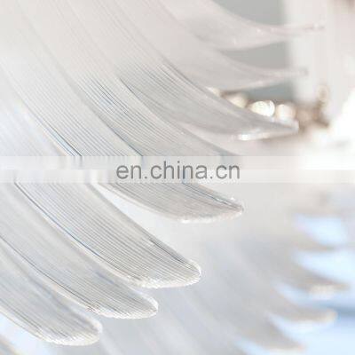 Modern Custom Luxury Glass Hanging Hotel White Feather Decorated Chandeliers