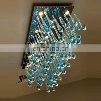 Modern custom hotel villa hall dining room decoration big size blown glass chandelier pendant light