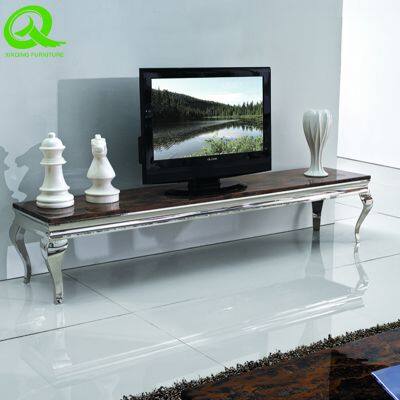 Factory Luxury Home Living Room Furniture Gold Modern tv Cabinet Unit Modern Stainless Steel Marble Top tv Stands photo-2