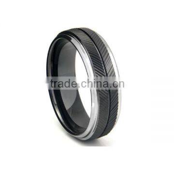 Black Tungsten Carbide Chevron Wedding Band Ring