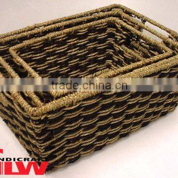 Set of 3 seagrass storage baskets wholesale with handle,storage basket,decorative basket