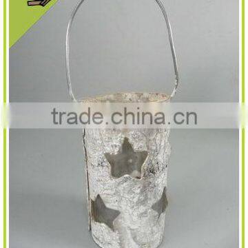 Natural Craft Home Decoration Birch Bark Lantern Glass Candle Holder