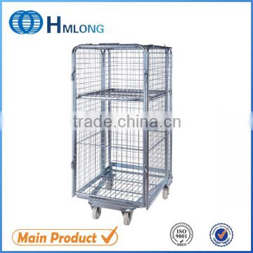 Logistic zinc steel storage container with wheels