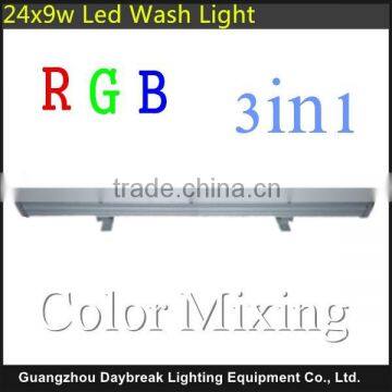 Waterproof IP65 24*9W RGB 3in1 led wall washer light long type led strip dmx512 led wall wash lighting