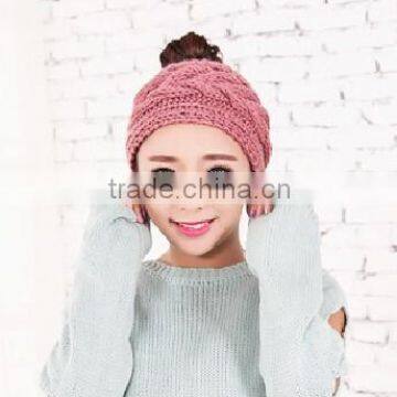 Fashion Ladies Vogue Magnetic Solid Color Stretchable Knitted Headband photo-3