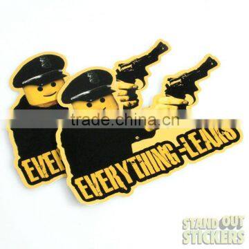 Cartoon police die cut sticker