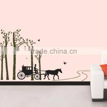 Black Trees Birds Carriage Wall Decal Home Sticker Paper Removable Living Room Bedroom Art Picture DIY Mural