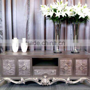 Classic silver living room funiture Wooden TV cabinet Entertainment console