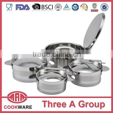 8 pcs professional stainless steel 18/8 kitchenware set with induction bottom